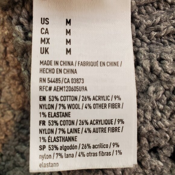 AMERICAN EAGLE SZ M Womens Cotton/Wool Blend Diamond Pattern Knit Sweater Gray - Picture 9 of 11